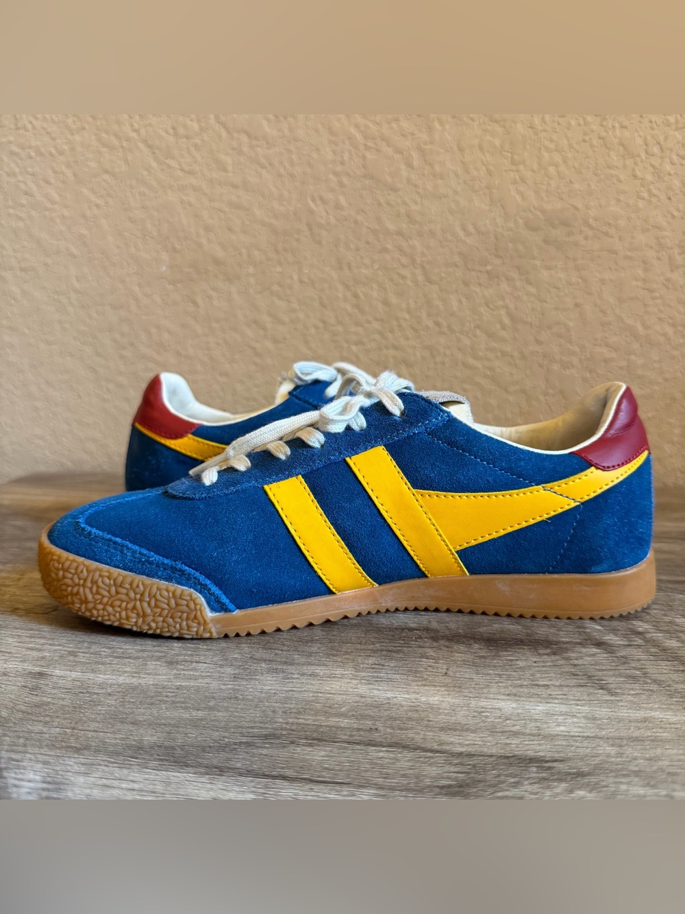 Gola Elan Sneakers Blue Suede Upper and Yellow Leather Overlays - Picture 7 of 10